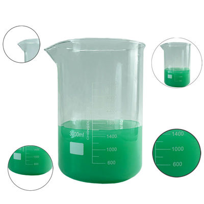 Copo de laboratório de medição de vidro 3000 ml frasco de reagente de mídia personalizável