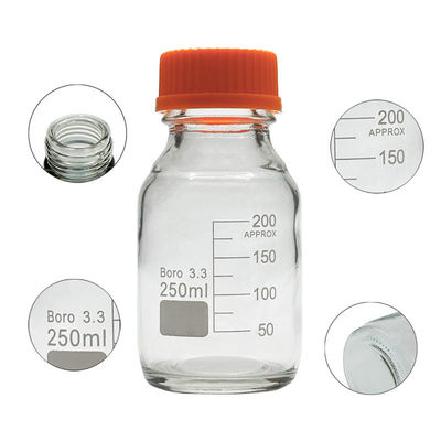 qualidade  Customizable Laboratory 250ml Round Bottom Yellow Screw Glass Media Storage Reagent Bottle fábrica