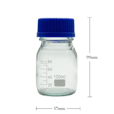 OEM ODM 100ml Reagente de vidro de laboratório de garrafas de vidro com tampa de parafuso azul