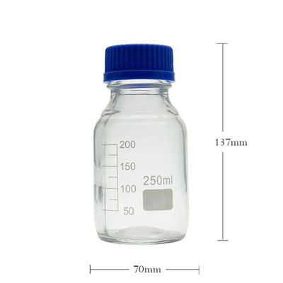 OEM ODM 250ml Reagente de vidro de laboratório de garrafas de vidro com tampa de parafuso azul