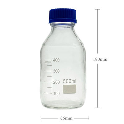 OEM ODM 500ml Reagente de vidro de laboratório de garrafas de vidro com tampa de parafuso azul