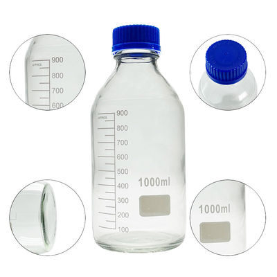 OEM ODM 1000ml Reagente de vidro de laboratório de garrafas de vidro com tampa de parafuso azul