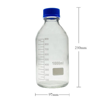 OEM ODM 1000ml Reagente de vidro de laboratório de garrafas de vidro com tampa de parafuso azul