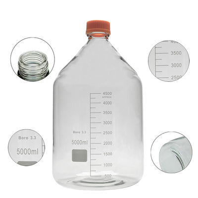 Laboratório personalizável 5000 ml Botão redondo de fundo amarelo de vidro de parafuso para armazenamento de reagentes