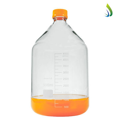 Laboratório personalizável 5000 ml Botão redondo de fundo amarelo de vidro de parafuso para armazenamento de reagentes
